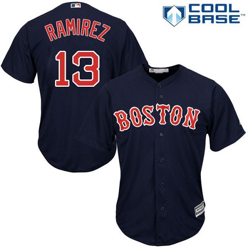 Youth Majestic Boston Red Sox #13 Hanley Ramirez Authentic Navy Blue Alternate Road Cool Base MLB Jersey