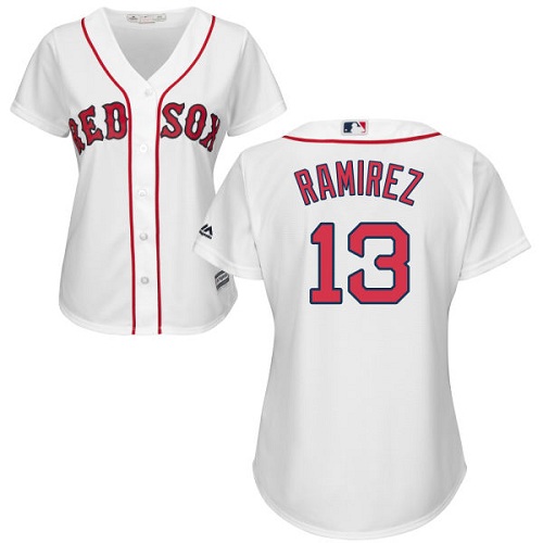 Women's Majestic Boston Red Sox #13 Hanley Ramirez Authentic White Home MLB Jersey