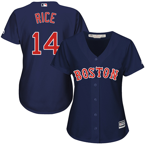 Women's Majestic Boston Red Sox #14 Jim Rice Replica Navy Blue Alternate Road MLB Jersey