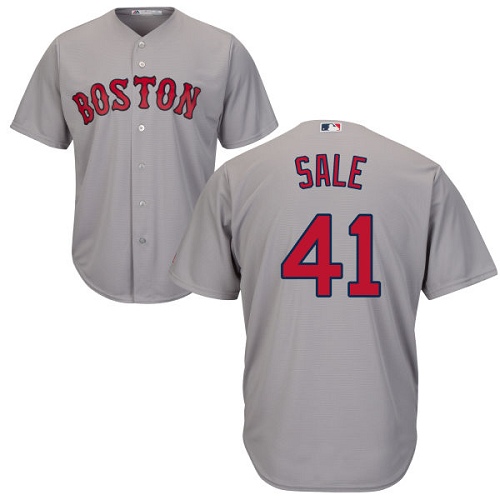 Youth Majestic Boston Red Sox #41 Chris Sale Replica Grey Road Cool Base MLB Jersey