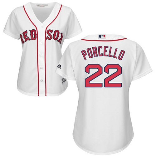 Women's Majestic Boston Red Sox #22 Rick Porcello Replica White Home MLB Jersey