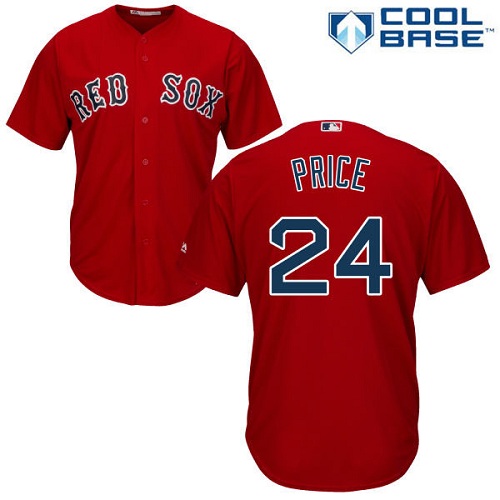Youth Majestic Boston Red Sox #24 David Price Authentic Red Alternate Home Cool Base MLB Jersey