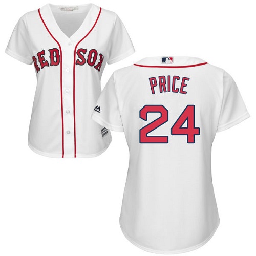 Women's Majestic Boston Red Sox #24 David Price Authentic White Home MLB Jersey
