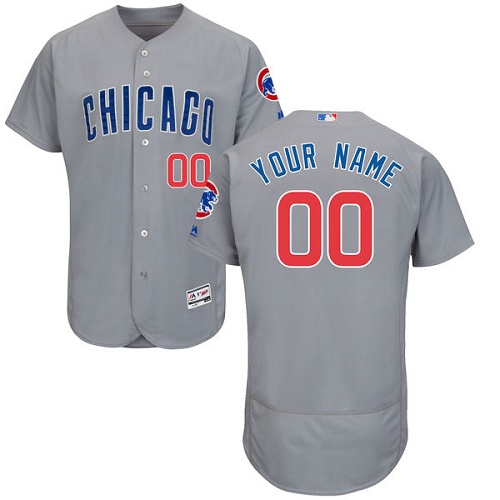 Men's Majestic Chicago Cubs Customized Authentic Grey Road Cool Base MLB Jersey
