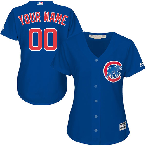 Women's Majestic Chicago Cubs Customized Authentic Royal Blue Alternate Cool Base MLB Jersey