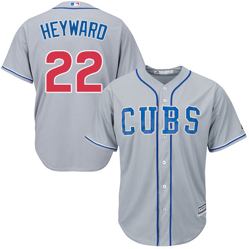 Men's Majestic Chicago Cubs #22 Jason Heyward Replica Grey Alternate Road Cool Base MLB Jersey