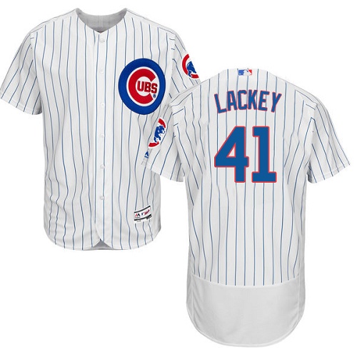 Men's Majestic Chicago Cubs #41 John Lackey Authentic White Home Cool Base MLB Jersey