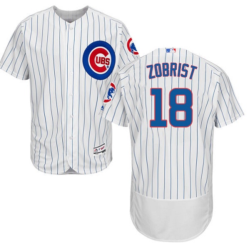 Men's Majestic Chicago Cubs #18 Ben Zobrist Authentic White Home Cool Base MLB Jersey