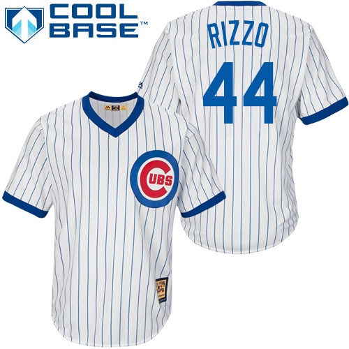 Men's Majestic Chicago Cubs #44 Anthony Rizzo Authentic White Home Cooperstown MLB Jersey