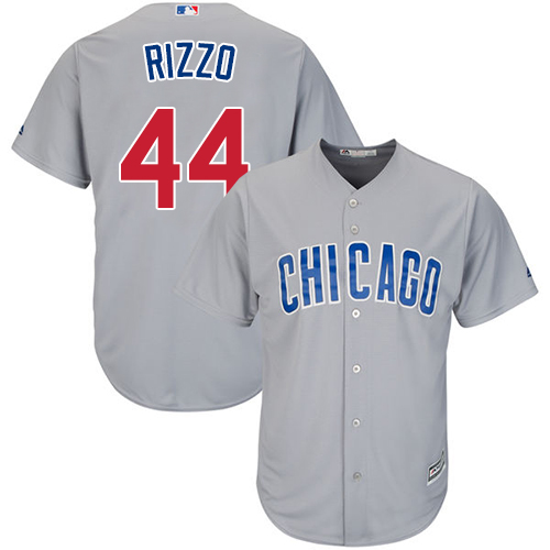 Men's Majestic Chicago Cubs #44 Anthony Rizzo Replica Grey Road Cool Base MLB Jersey