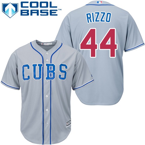 Men's Majestic Chicago Cubs #44 Anthony Rizzo Authentic Grey Alternate Road Cool Base MLB Jersey