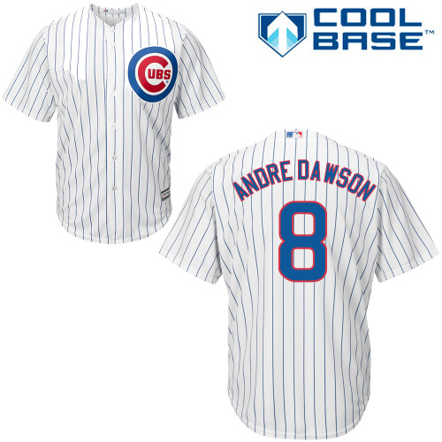 Men's Majestic Chicago Cubs #8 Andre Dawson Replica White Home Cool Base MLB Jersey