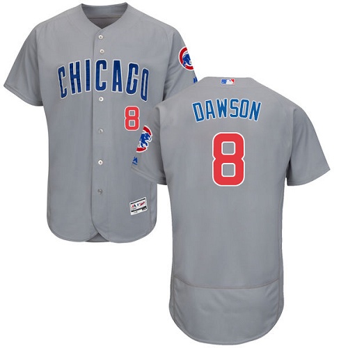 Men's Majestic Chicago Cubs #8 Andre Dawson Authentic Grey Road Cool Base MLB Jersey