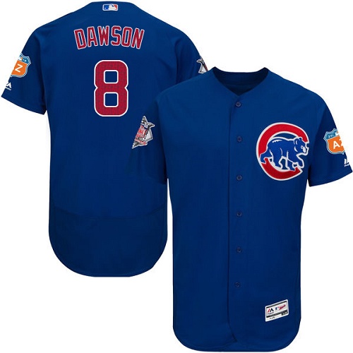 Men's Majestic Chicago Cubs #8 Andre Dawson Authentic Royal Blue Alternate Cool Base MLB Jersey