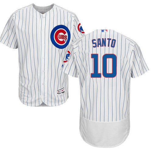 Men's Majestic Chicago Cubs #10 Ron Santo Authentic White Home Cool Base MLB Jersey