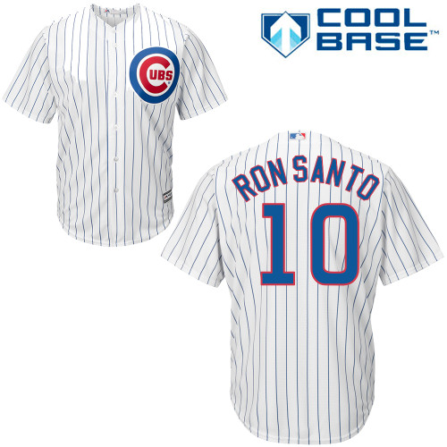 Men's Majestic Chicago Cubs #10 Ron Santo Replica White Home Cool Base MLB Jersey