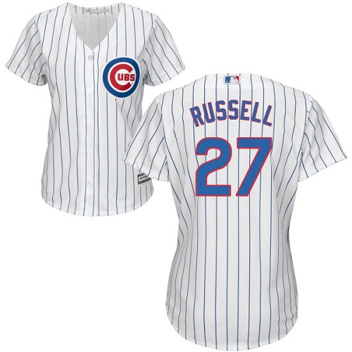 Women's Majestic Chicago Cubs #27 Addison Russell Replica White Home Cool Base MLB Jersey