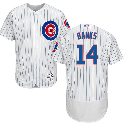Men's Majestic Chicago Cubs #14 Ernie Banks Authentic White Home Cool Base MLB Jersey