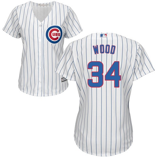 Women's Majestic Chicago Cubs #34 Kerry Wood Replica White Home Cool Base MLB Jersey