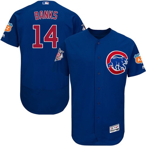 Men's Majestic Chicago Cubs #14 Ernie Banks Authentic Royal Blue Alternate Cool Base MLB Jersey