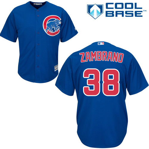 Youth Majestic Chicago Cubs #38 Carlos Zambrano Replica Royal Blue Alternate Cool Base MLB Jersey