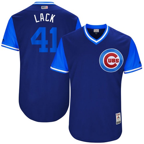 Men's Majestic Chicago Cubs #41 John Lackey "Lack" Authentic Navy Blue 2017 Players Weekend MLB Jersey