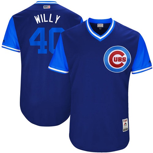 Men's Majestic Chicago Cubs #40 Willson Contreras "Willy" Authentic Navy Blue 2017 Players Weekend MLB Jersey