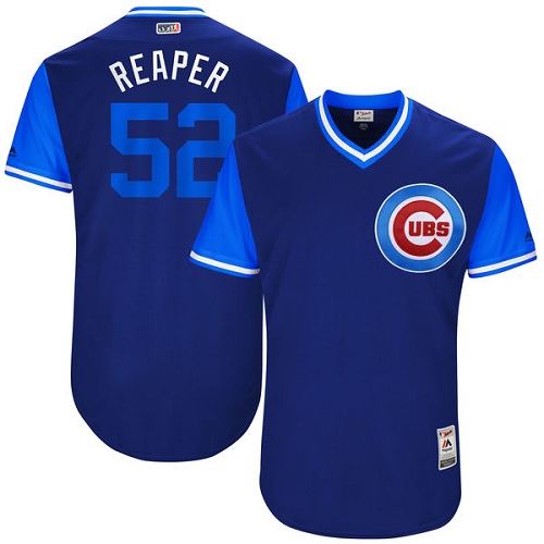 Men's Majestic Chicago Cubs #52 Justin Grimm "Reaper" Authentic Navy Blue 2017 Players Weekend MLB Jersey