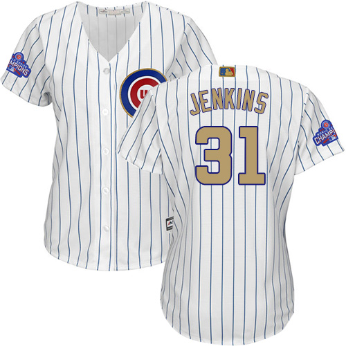 Women's Majestic Chicago Cubs #31 Fergie Jenkins Authentic White 2017 Gold Program MLB Jersey