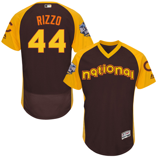 Men's Majestic Chicago Cubs #44 Anthony Rizzo Brown 2016 All-Star National League BP Authentic Collection Flex Base MLB Jersey