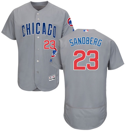 Men's Majestic Chicago Cubs #23 Ryne Sandberg Authentic Grey Road Cool Base MLB Jersey
