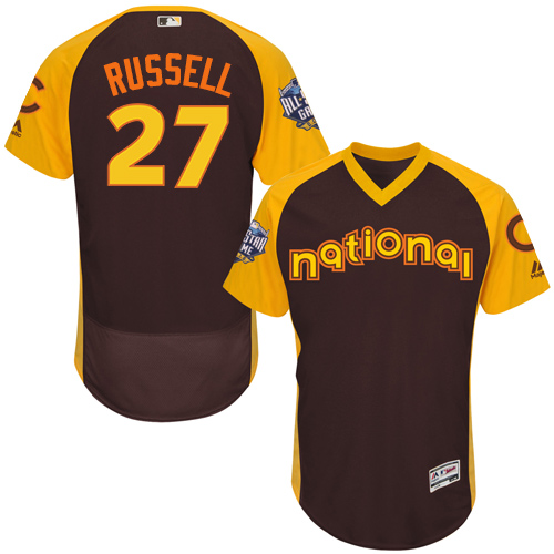Men's Majestic Chicago Cubs #27 Addison Russell Brown 2016 All-Star National League BP Authentic Collection Flex Base MLB Jersey