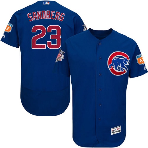 Men's Majestic Chicago Cubs #23 Ryne Sandberg Authentic Royal Blue Alternate Cool Base MLB Jersey