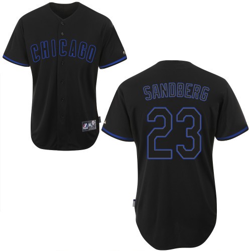 Men's Majestic Chicago Cubs #23 Ryne Sandberg Authentic Black Fashion MLB Jersey