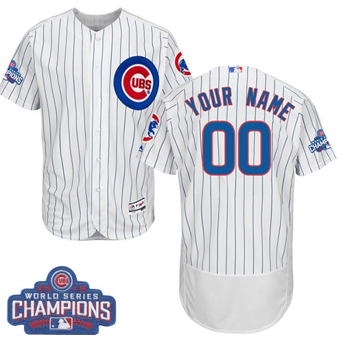 Men's Majestic Chicago Cubs Customized White 2016 World Series Champions Flexbase Authentic Collection MLB Jersey