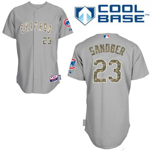 Men's Majestic Chicago Cubs #23 Ryne Sandberg Replica Grey USMC Cool Base MLB Jersey