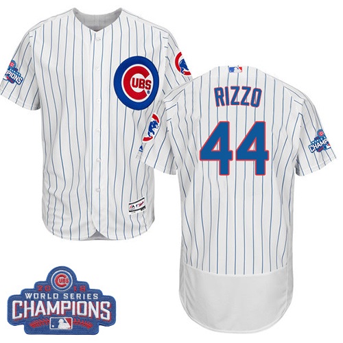 Men's Majestic Chicago Cubs #44 Anthony Rizzo White 2016 World Series Champions Flexbase Authentic Collection MLB Jersey