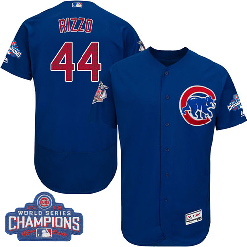 Men's Majestic Chicago Cubs #44 Anthony Rizzo Royal Blue 2016 World Series Champions Flexbase Authentic Collection MLB Jersey