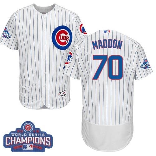 Men's Majestic Chicago Cubs #70 Joe Maddon White 2016 World Series Champions Flexbase Authentic Collection MLB Jersey