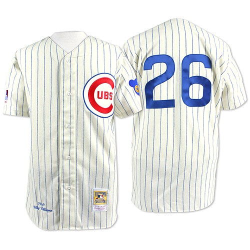Men's Mitchell and Ness Chicago Cubs #26 Billy Williams Replica White Throwback MLB Jersey