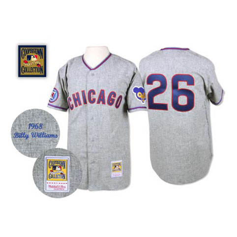 Men's Mitchell and Ness 1968 Chicago Cubs #26 Billy Williams Replica Grey Throwback MLB Jersey