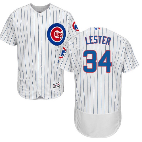 Men's Majestic Chicago Cubs #34 Jon Lester Authentic White Home Cool Base MLB Jersey
