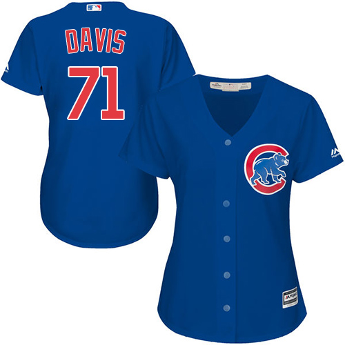 Women's Majestic Chicago Cubs #71 Wade Davis Authentic Royal Blue Alternate MLB Jersey