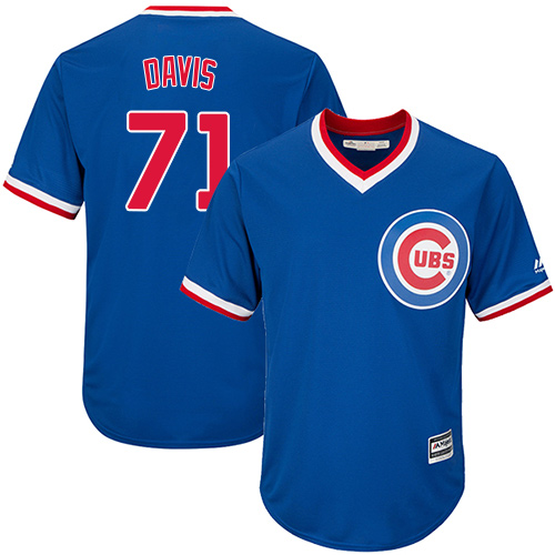 Youth Majestic Chicago Cubs #71 Wade Davis Authentic Royal Blue Cooperstown Cool Base MLB Jersey
