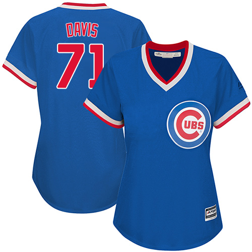 Women's Majestic Chicago Cubs #71 Wade Davis Authentic Royal Blue Cooperstown MLB Jersey