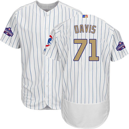 Men's Majestic Chicago Cubs #71 Wade Davis White 2017 Gold Program Flexbase Authentic Collection MLB Jersey