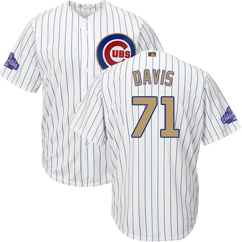 Youth Majestic Chicago Cubs #71 Wade Davis Authentic White 2017 Gold Program Cool Base MLB Jersey