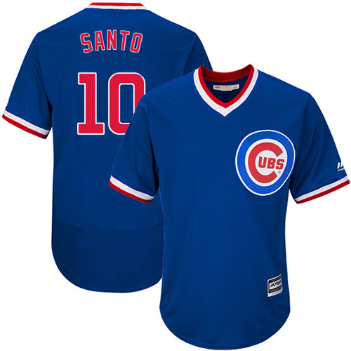 Men's Majestic Chicago Cubs #10 Ron Santo Royal Blue Flexbase Authentic Collection Cooperstown MLB Jersey