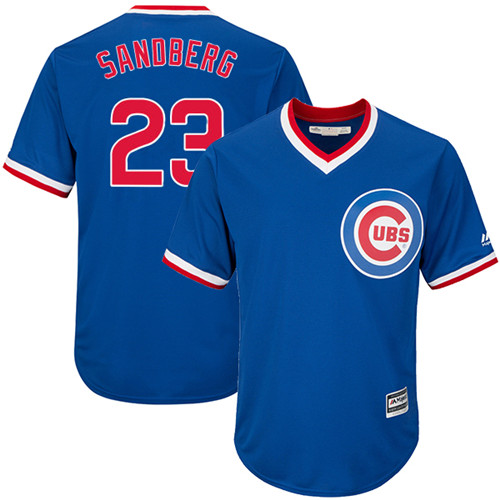 Youth Majestic Chicago Cubs #23 Ryne Sandberg Replica Royal Blue Cooperstown Cool Base MLB Jersey