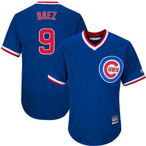 Men's Majestic Chicago Cubs #9 Javier Baez Replica Royal Blue Cooperstown Cool Base MLB Jersey
